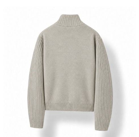 Horin Pocket Semi-Crop Knit Zip-Up