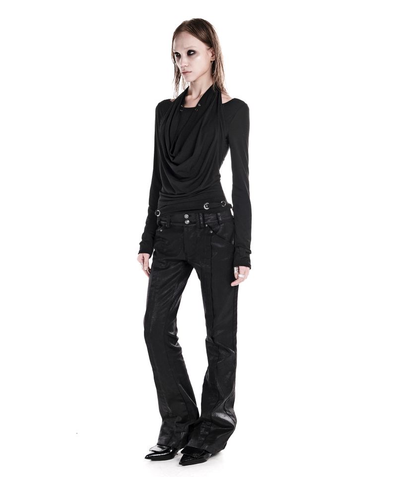 VAMP SLIM BOOTCUT DENIM PANTS GLITTER BLACK