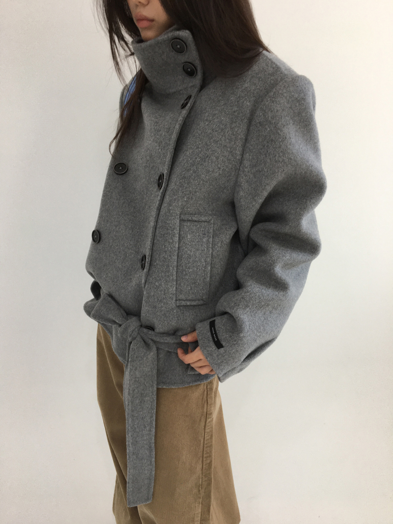 ハショ ファンネルネック ハーフ コート (2color)