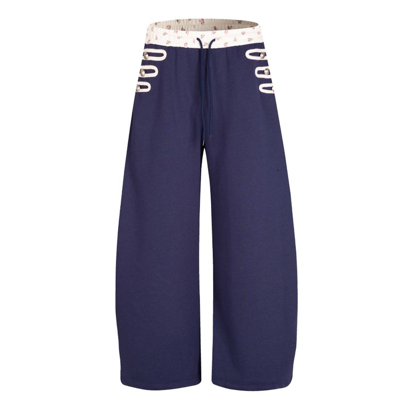 Rose Lining Button Wide Sweatpants