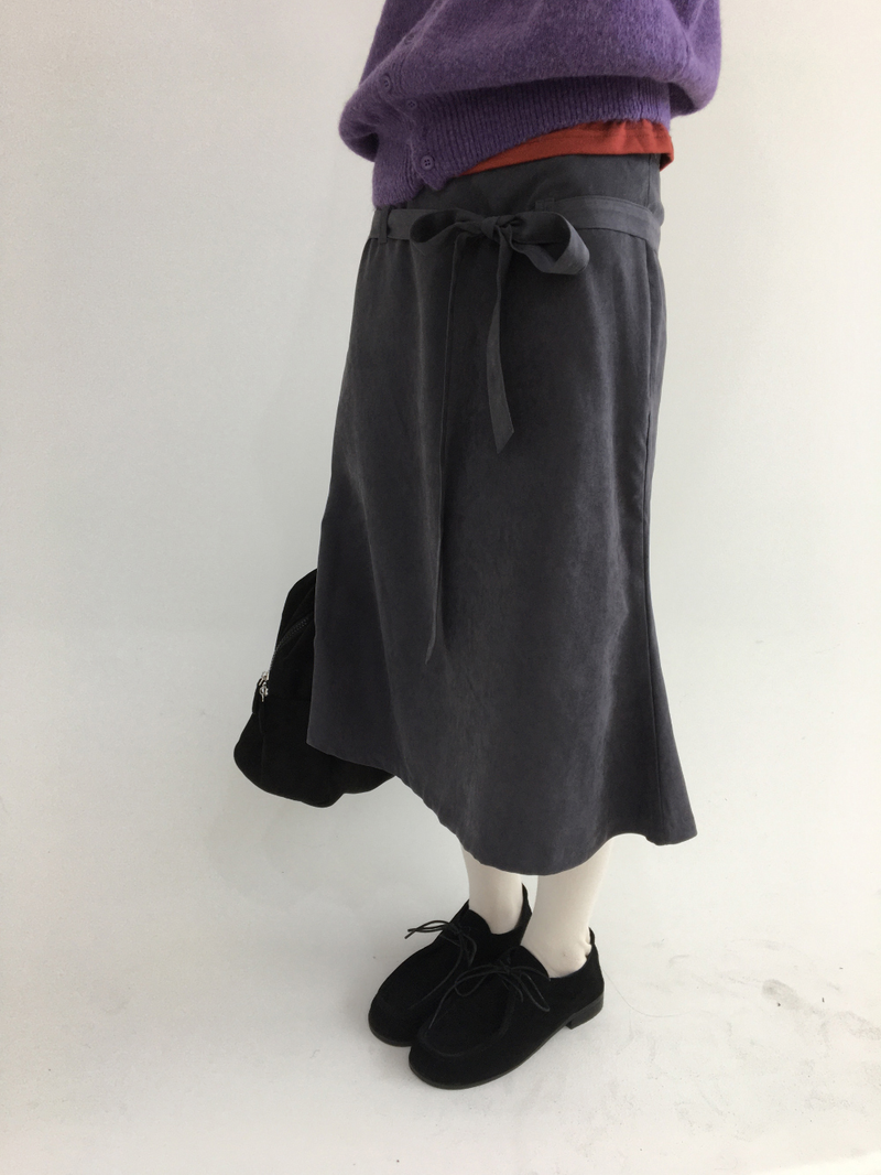 Low-tie midi skirt (2color)