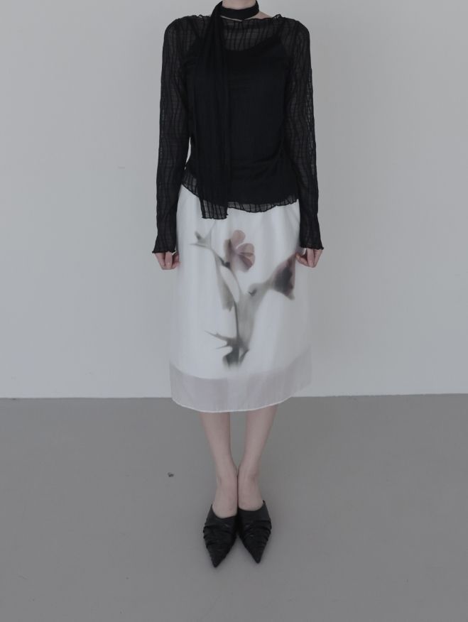 Riel Flower Ink Midi Skirt