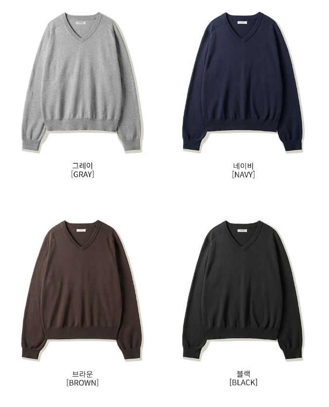 26FW★ Layer Cotton V-Neck Knit