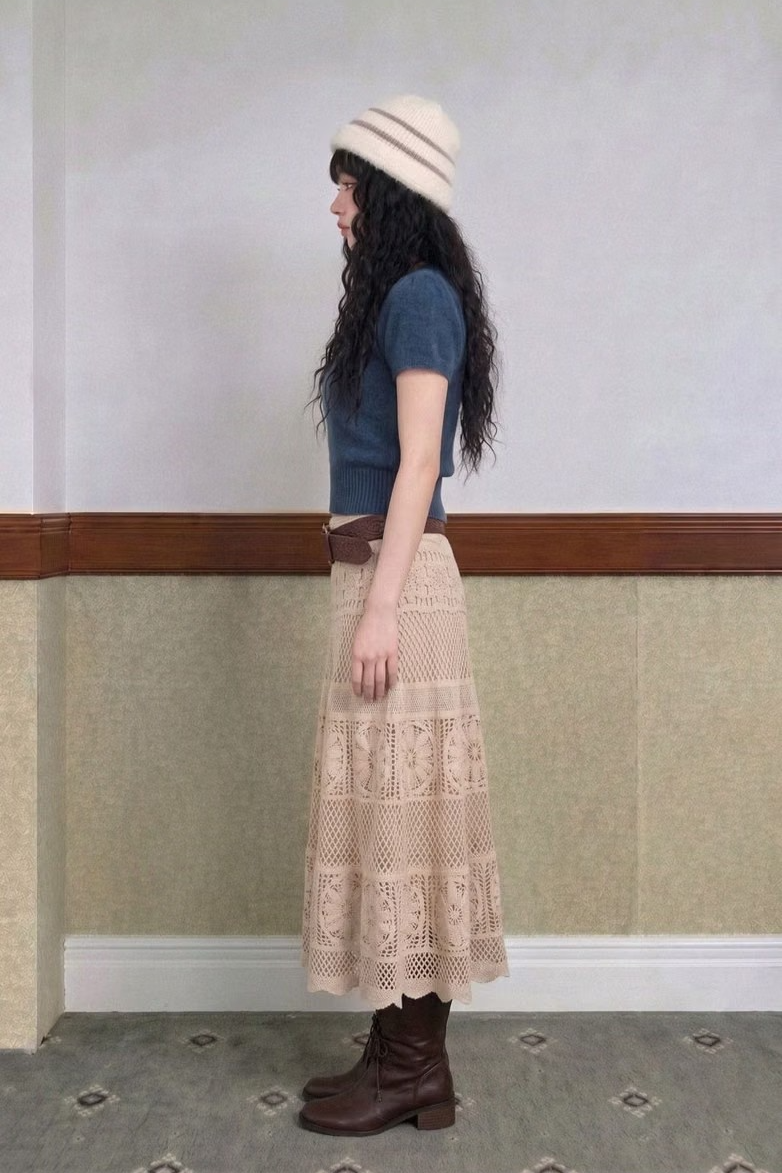 BOHEMIAN KNITWORK LONG SKIRT