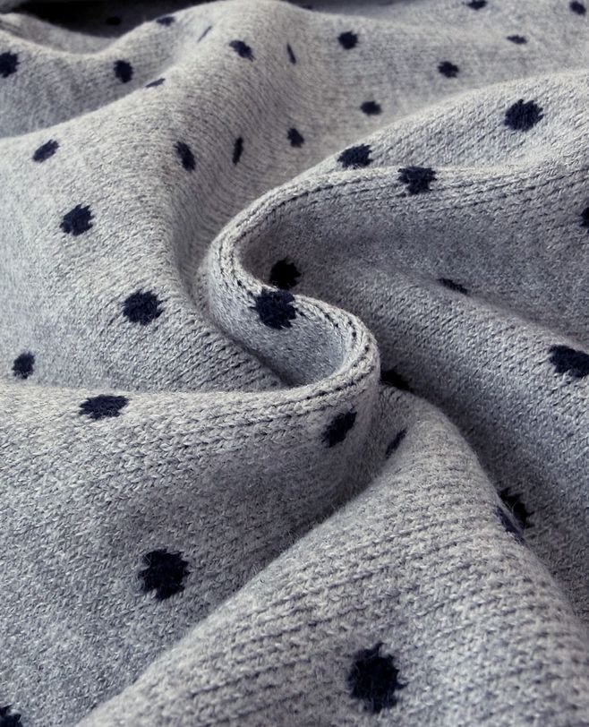 Moel Round Neck Dot Knit Cardigan