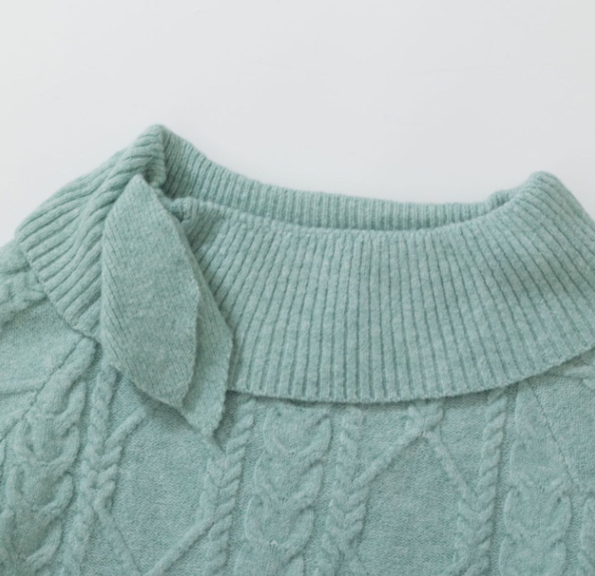 Ribbon Shawl-Collar Cable Knit