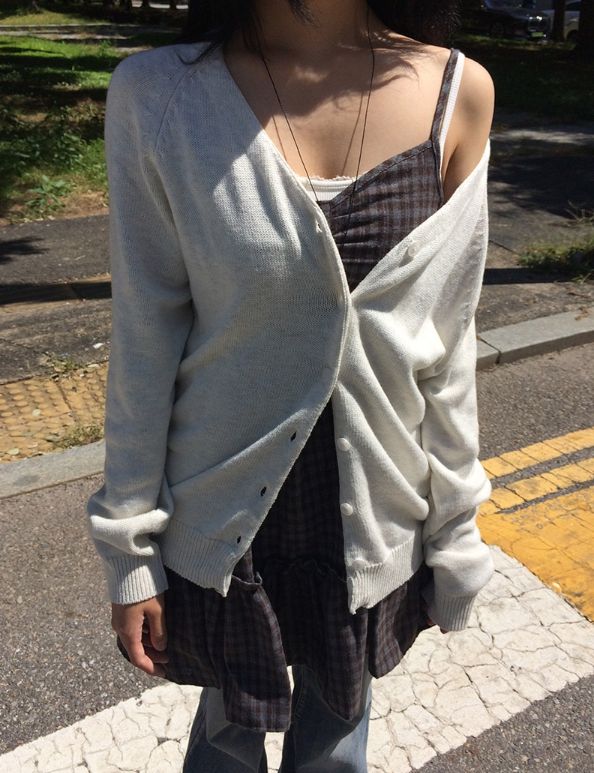 ローベン フリル チェック ビスチェ ノースリーブ ワンピース
