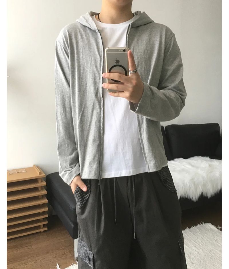 City Slub Crop Hood Zip-up