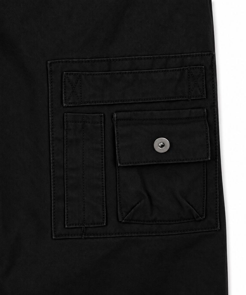 Washed Multi-Pocket Semi-Flare Pants - Black