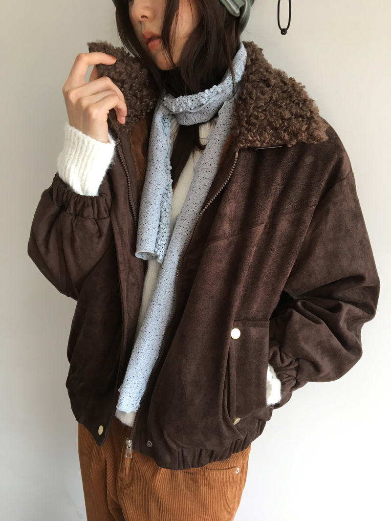 Roya Suede High-Neck Blouson (3color)