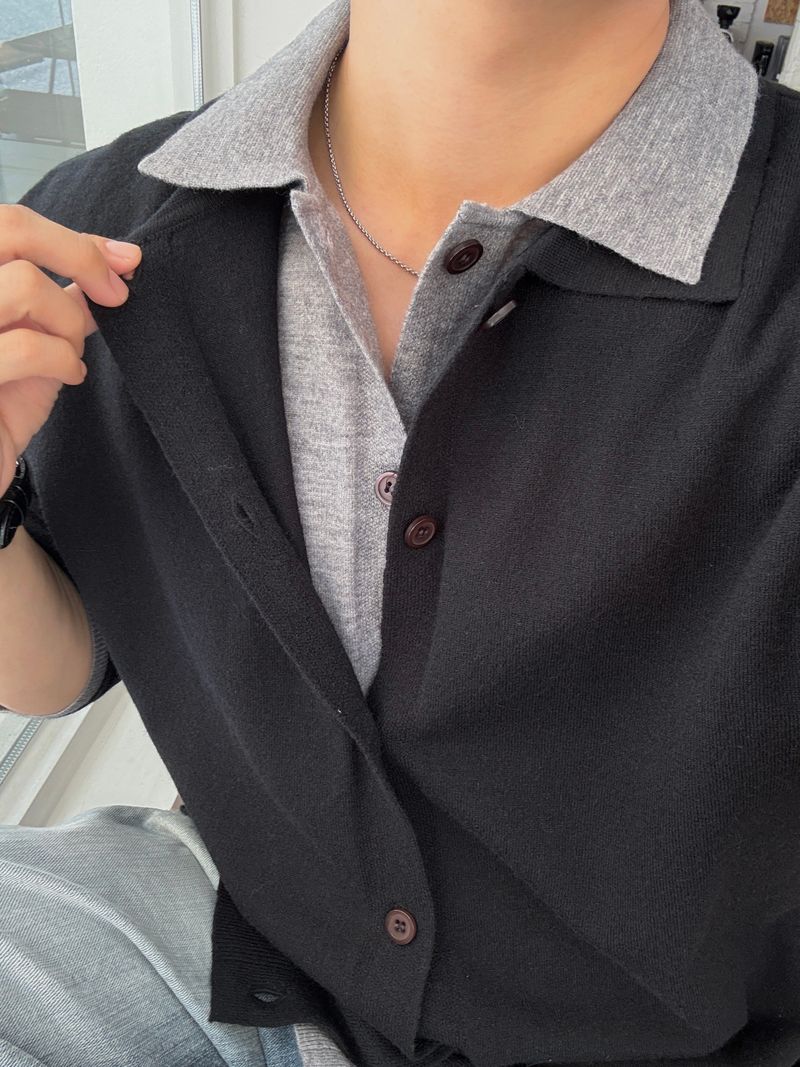 Mas layered collar cardigan