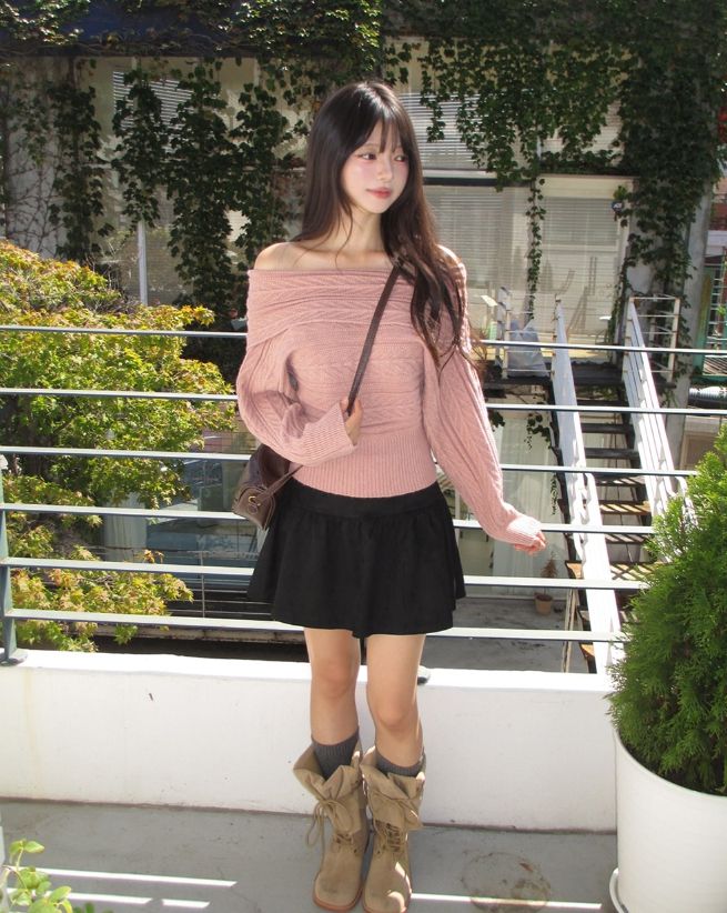 Blair Off-Shoulder Cable Knit