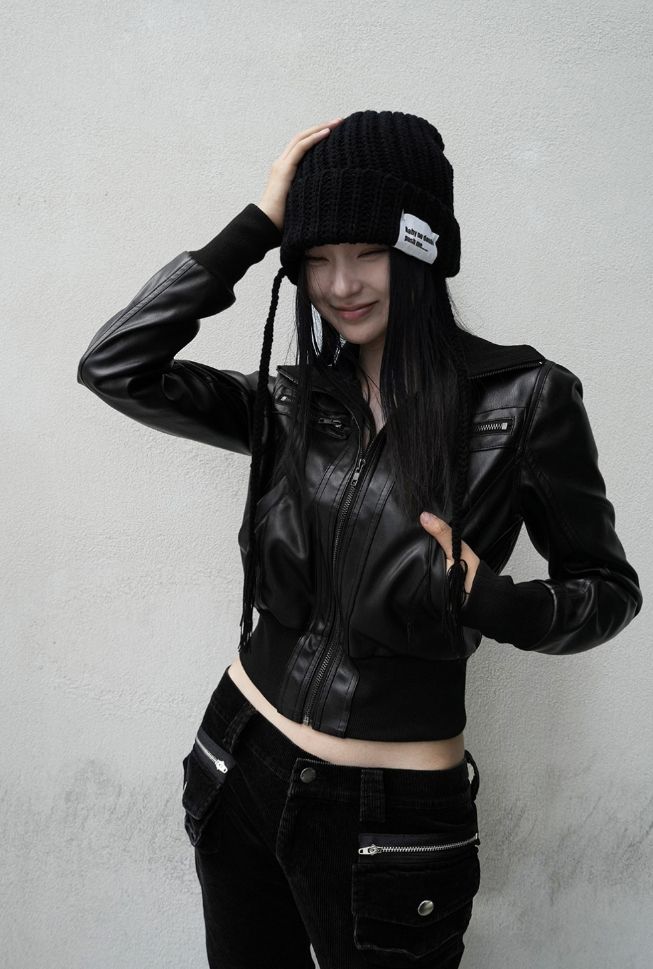 26FW★ VENOM CROP RIB LEATHER JACKET