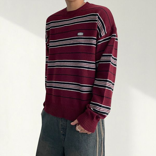 Pine Patch Embroidered Striped Knit (3 colors)