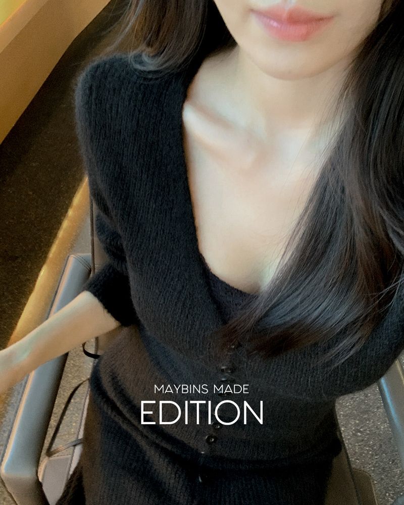 Rodit deep V-neck knit dress