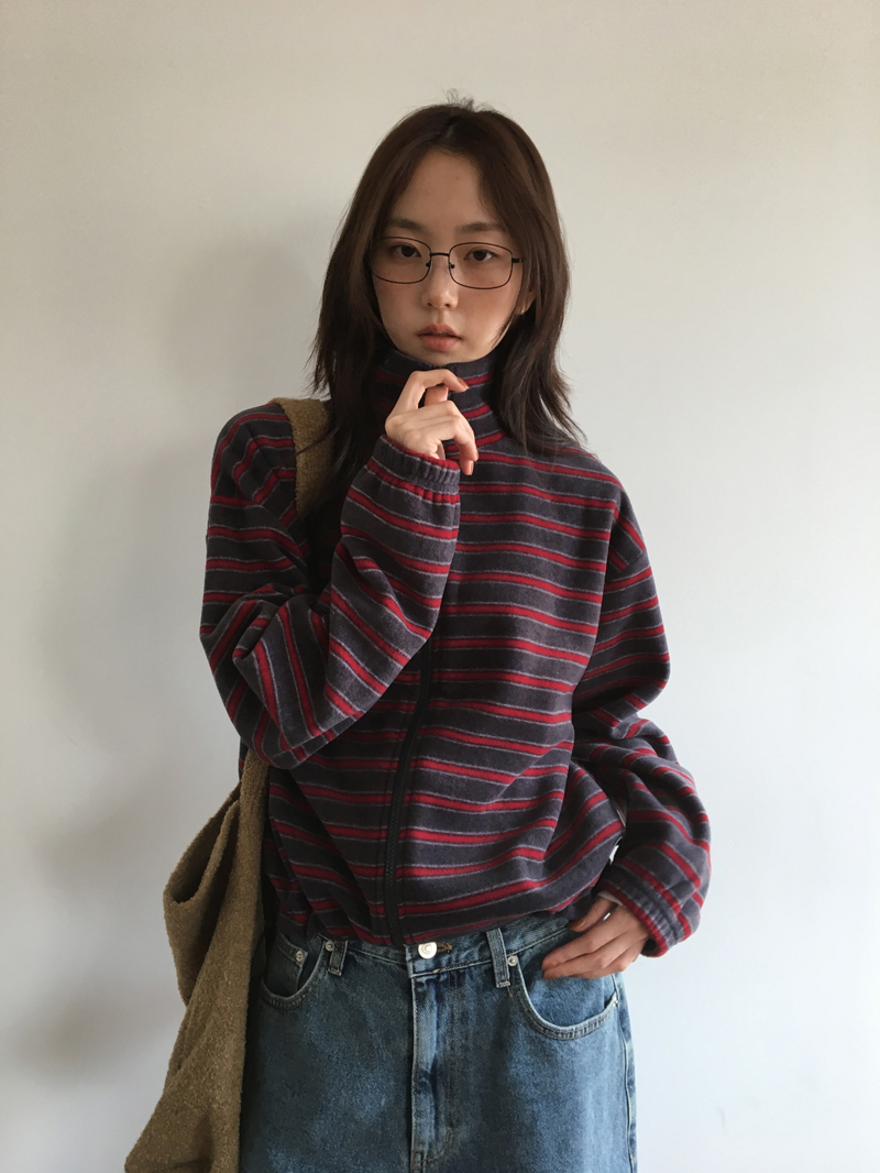 Hippo Stripe Fleece Zip-up (3color)