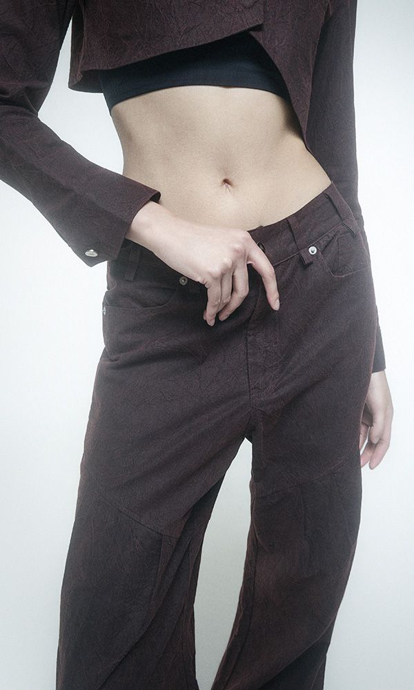 Wrinkle Wrap skirt pants Burgundy