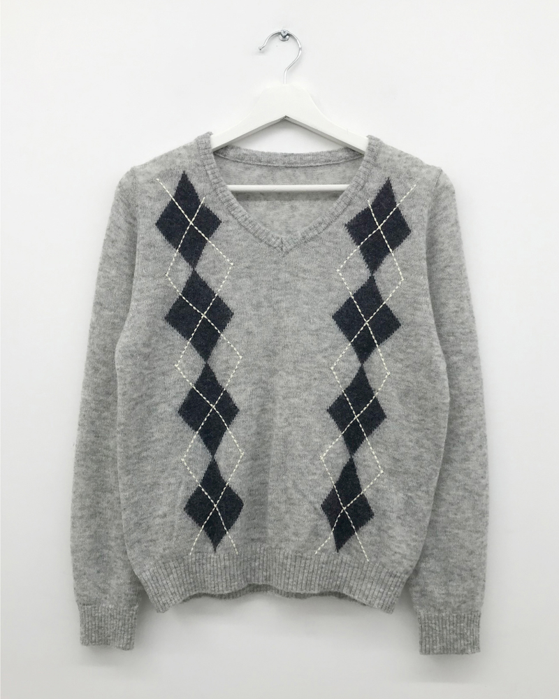 Fmang Mohair Argyle Knit (4color)
