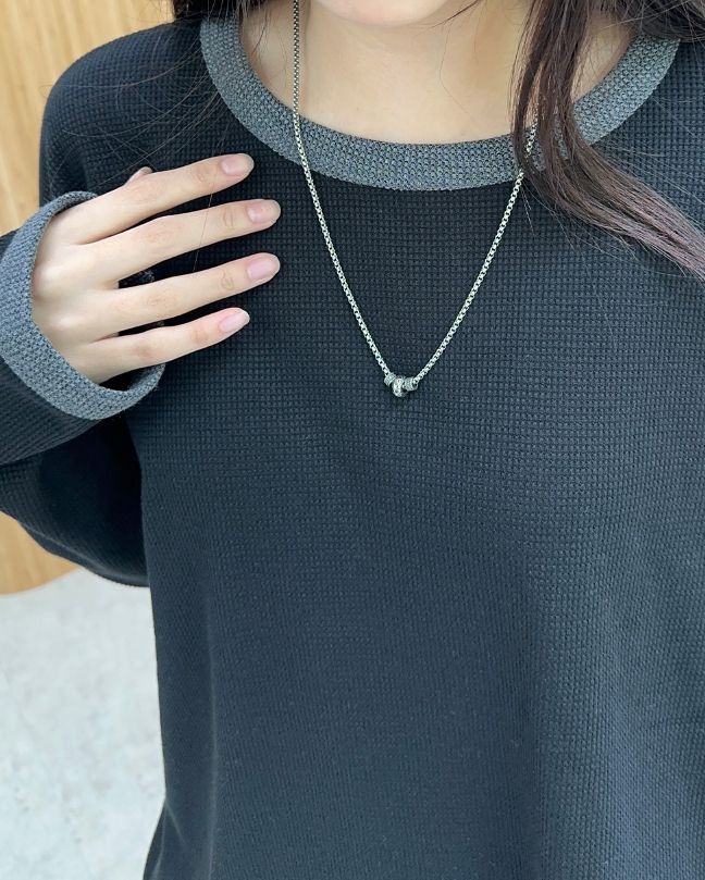 レープ ワッフル フィンガーホール ロングスリーブ