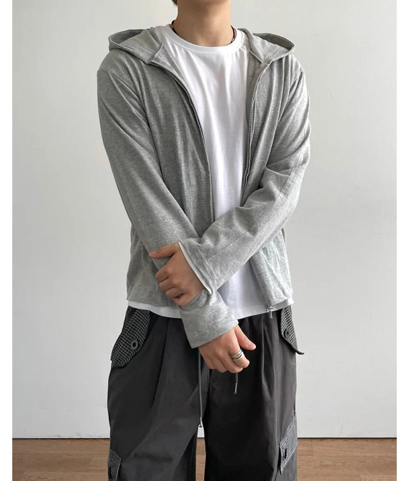 City Slub Crop Hood Zip-up