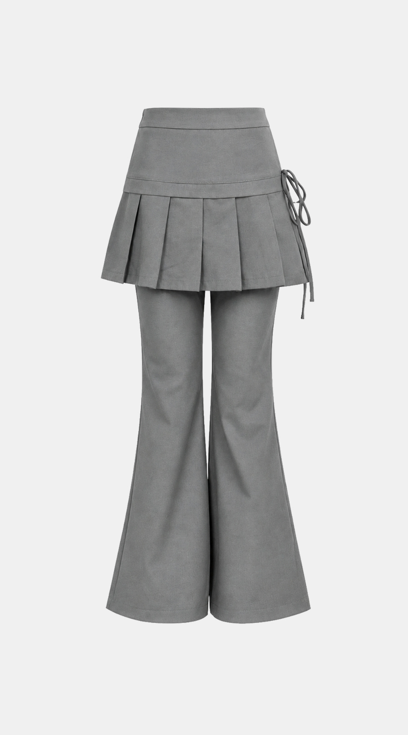 Side Lace-Up Pleated Skirt Pants