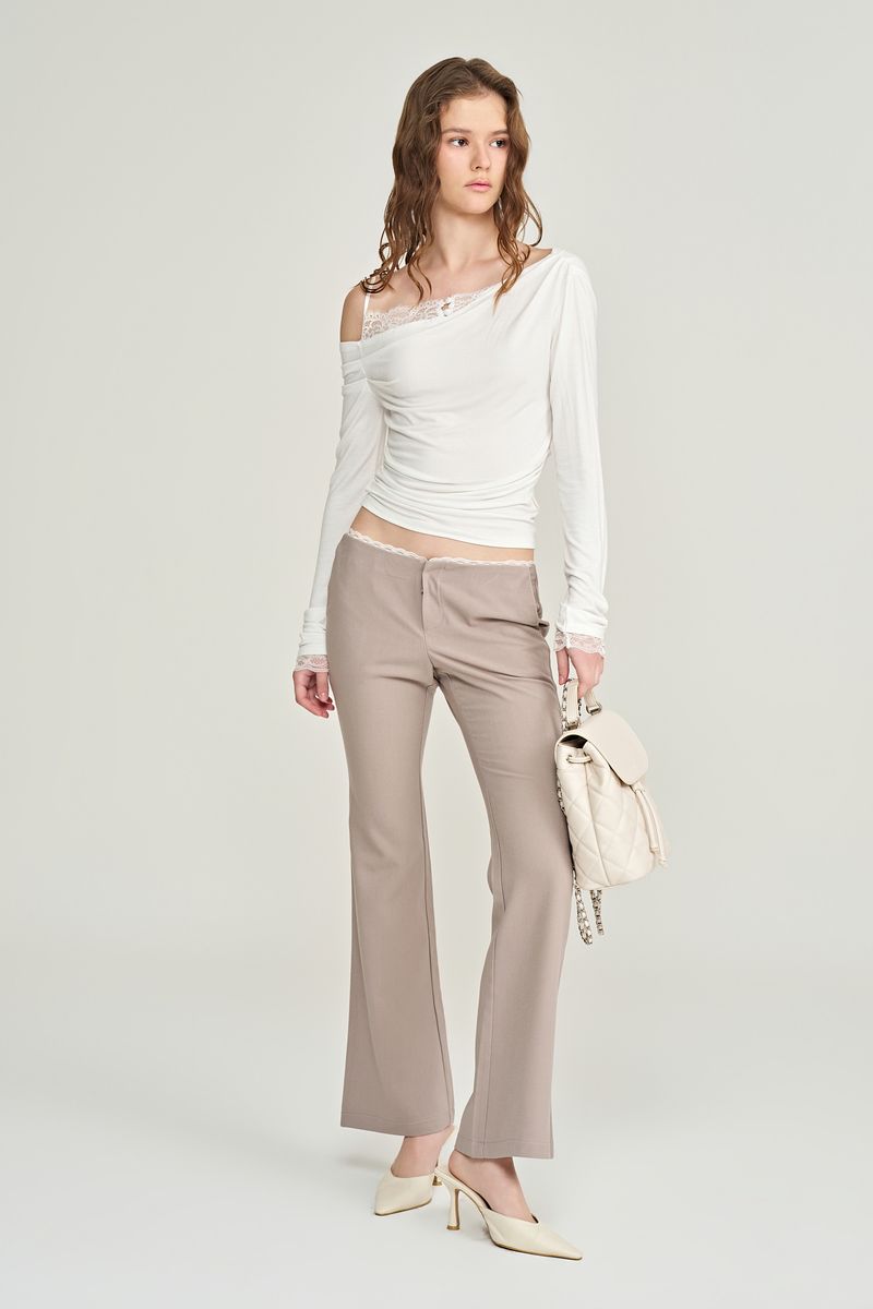 Ivy lace bootcut trousers, Taupe