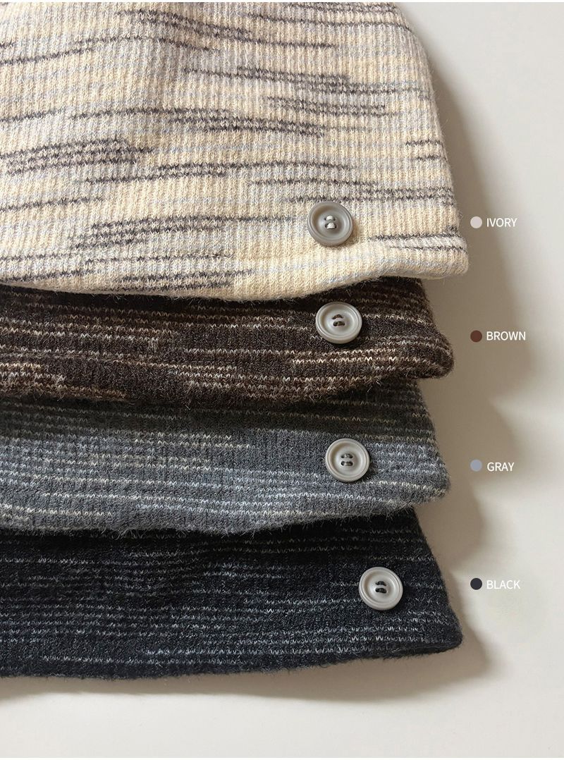 FUZZY BUTTON BEANIE [GRAY]