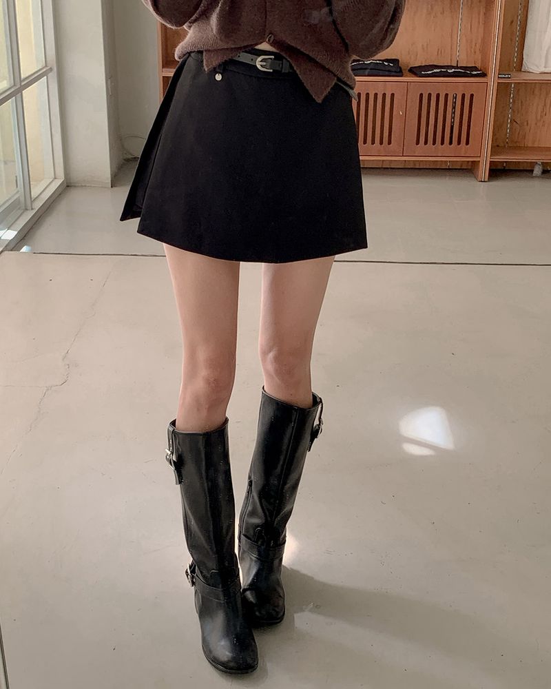 Jer skort with belt