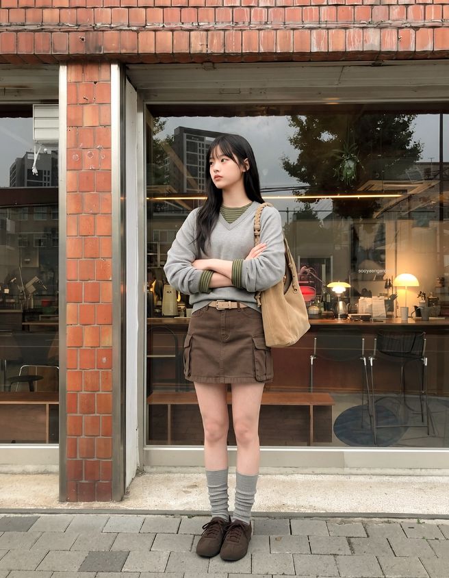 26FW★ Layer Cotton V-Neck Knit