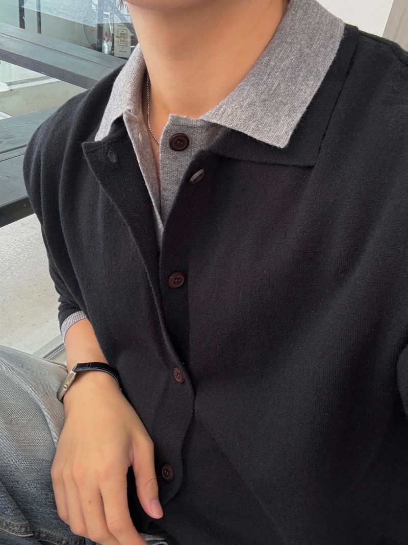 Mas layered collar cardigan