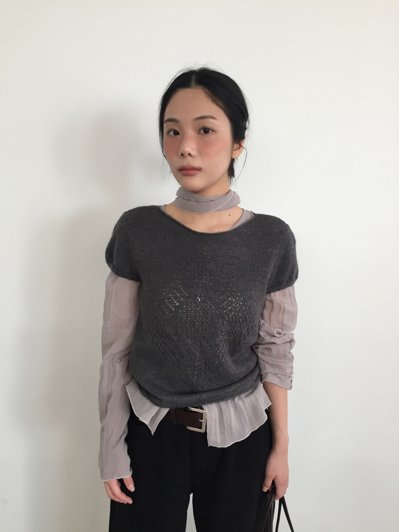 Boucla short-sleeve knit (4color)