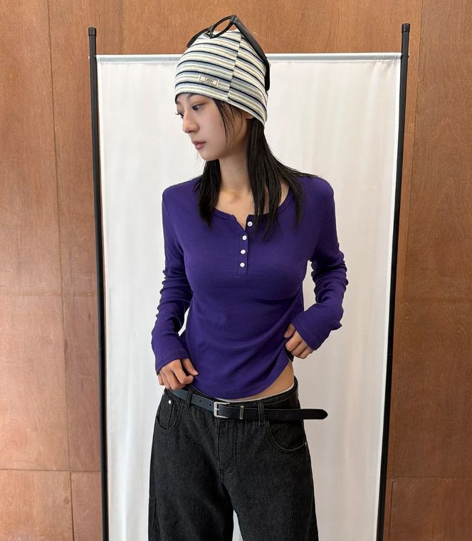 HENLEY BUTTON LONGSLEEVE
