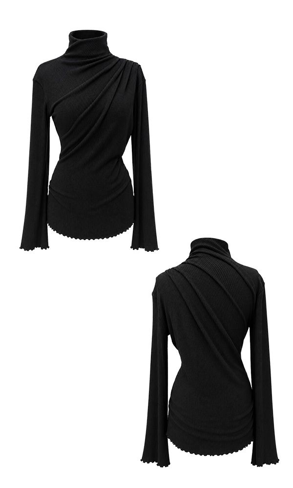 Cowl draped T-shirt Black