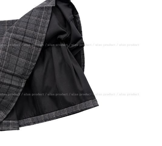 Cheed Check Button Pleated Mini Skirt