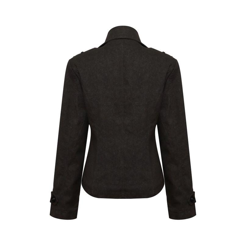 High-Neck Double-Breasted Slim Jacket