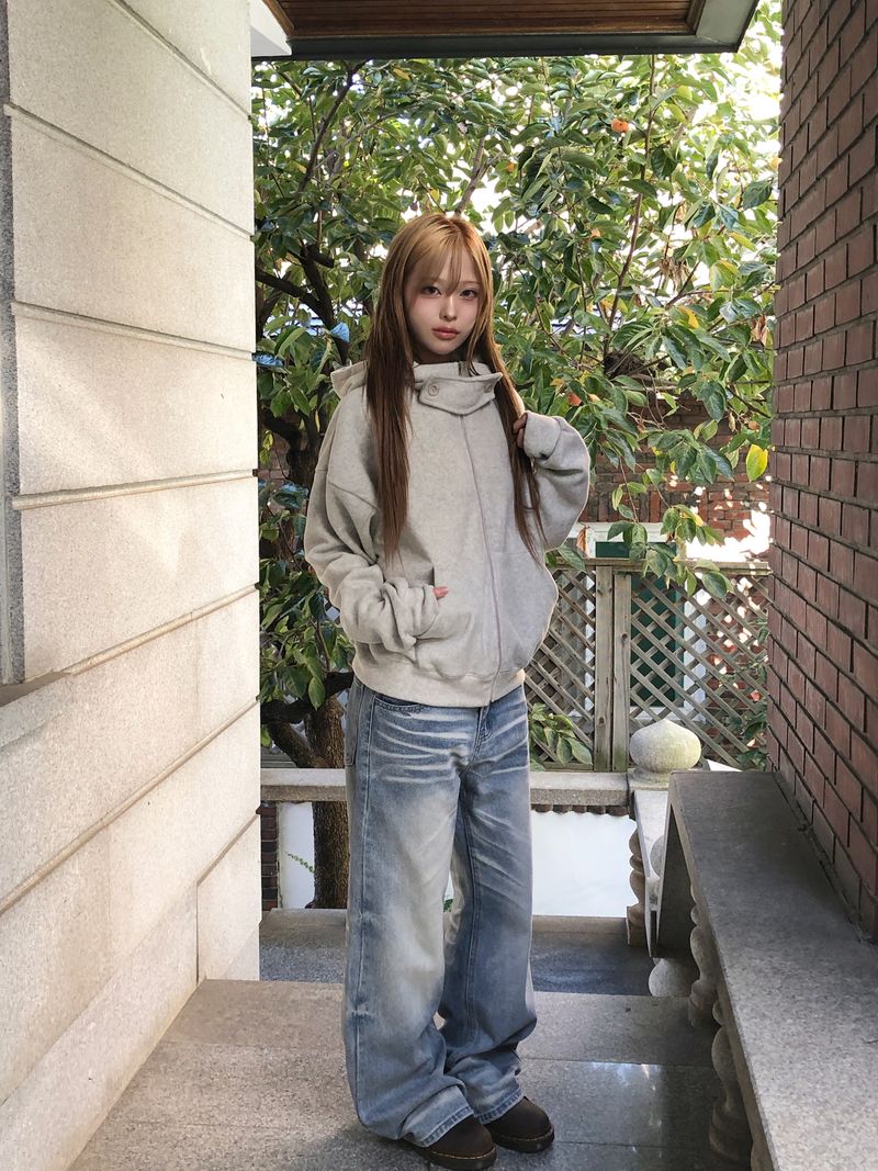 Kirun Cat Washed Denim Pants