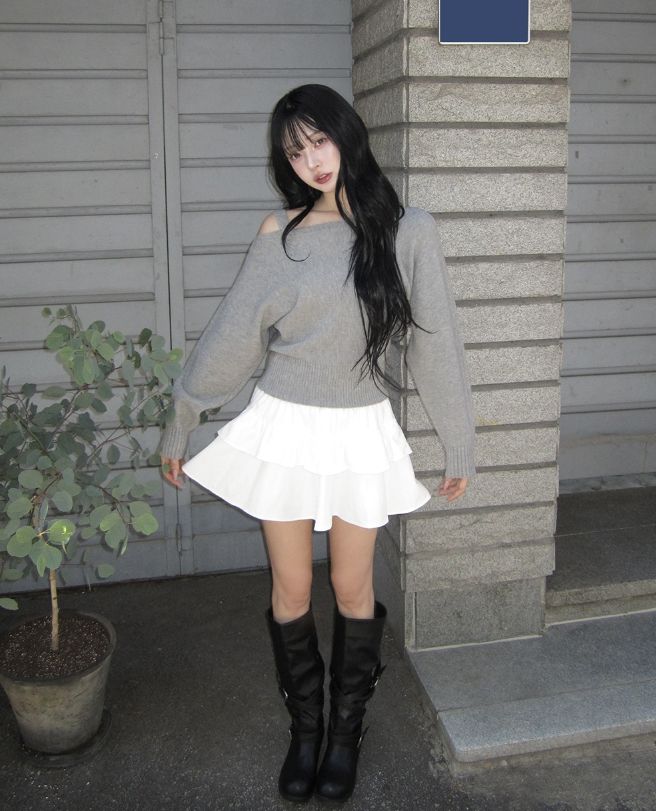 Leev Corduroy Tiered Mini Skirt