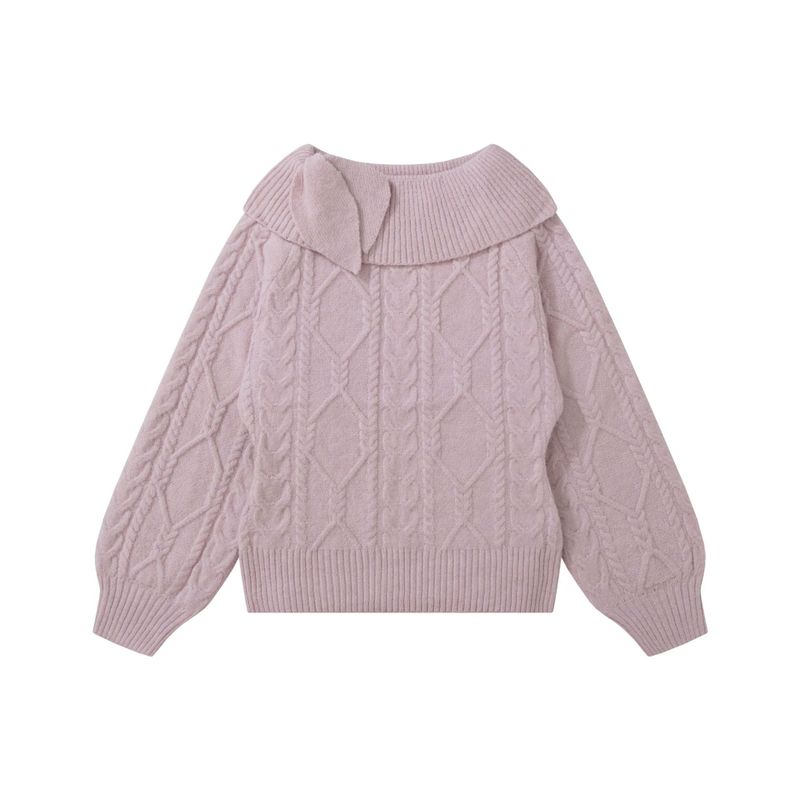 Cozy&Kitsch（コージーアンドキッチ）の「リボン ショールカラー ケーブル ニット（トップス）」