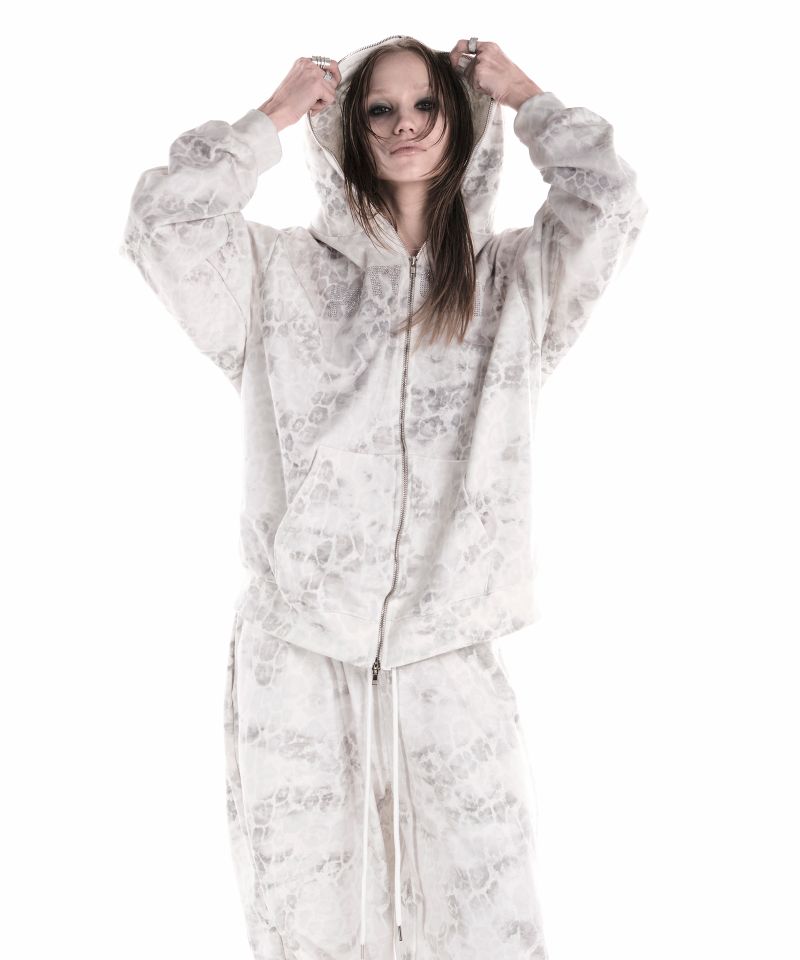 PARTY GIRL HOTFIX SET SWEATPANTS WHITE LEOPARD