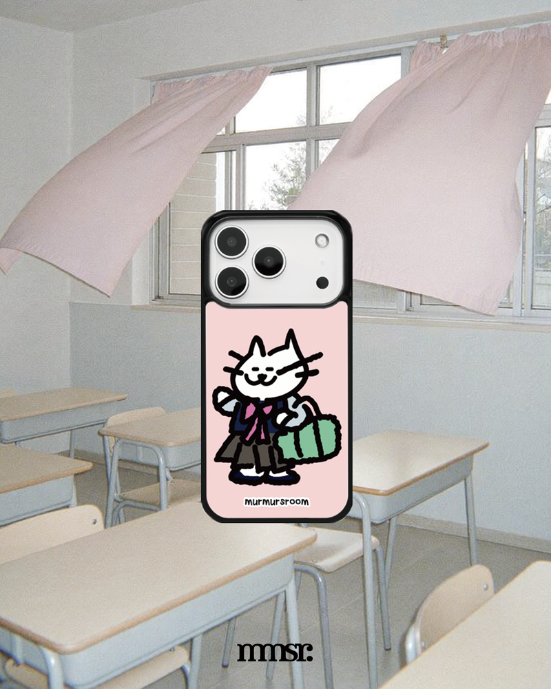school cat glass bumper case (matte)