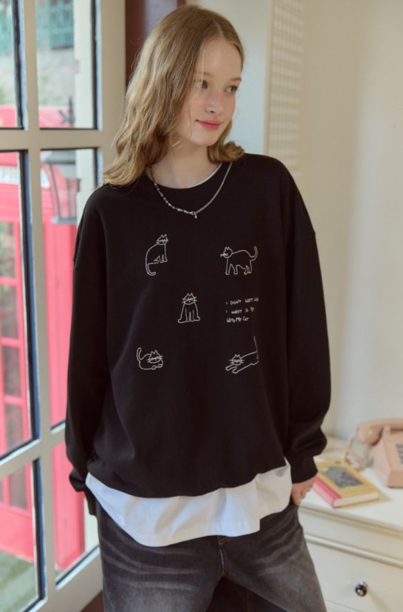 26FW★ My Kitty Embroidered Sweatshirt