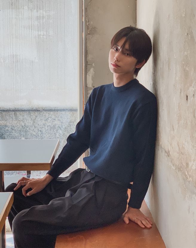 Daol Line Washable Semi-Crop Round Knit