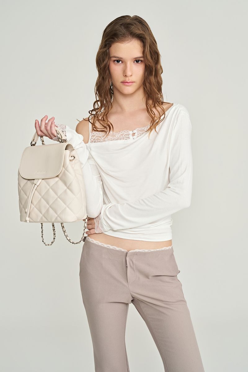 Selena lace drape top, Ivory