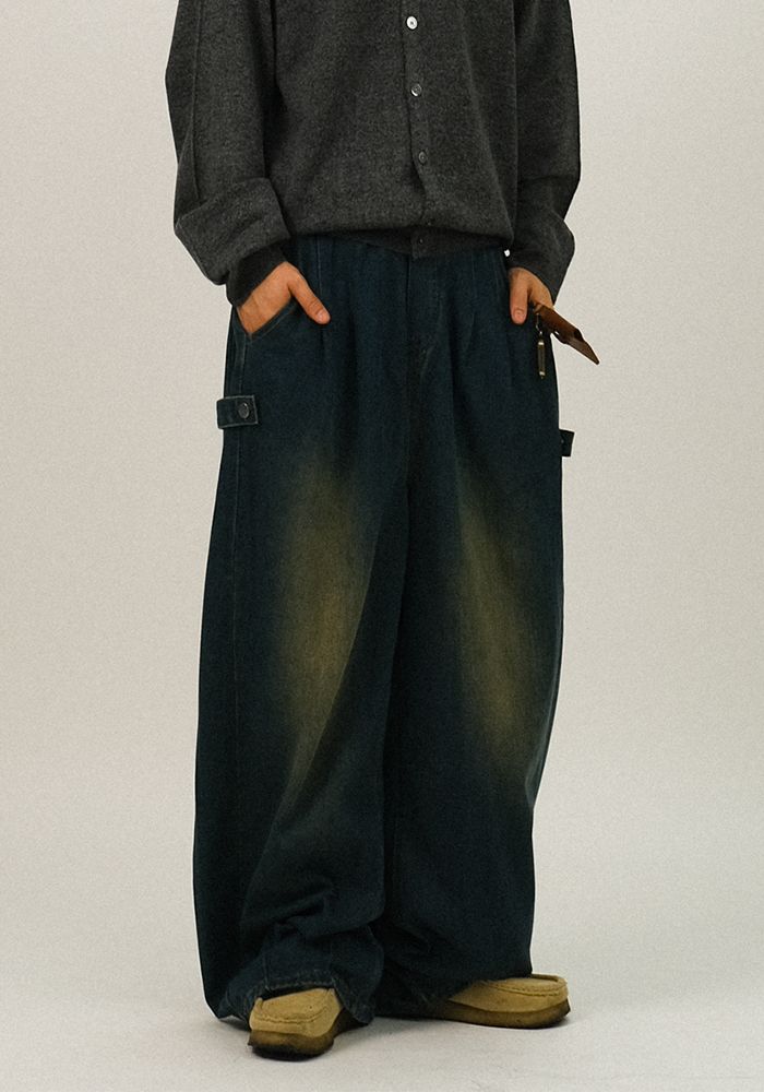 SEMIKAJI（セミカジ）の「SH スナップ ウォッシュド ワイドフィット デニム パンツ（パンツ）」