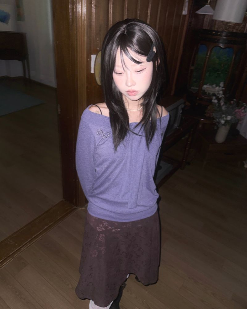 (3color) Studded Tie-Neck Soft Knit Tee