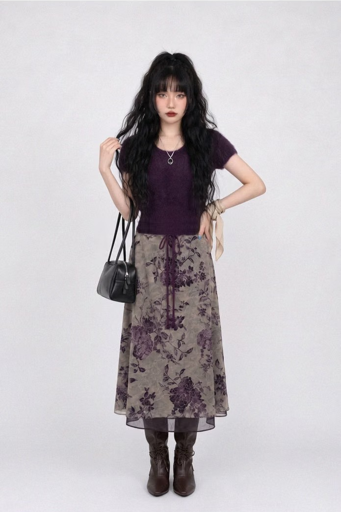 VINTAGE WILD-ROSE LAYERED SKIRT