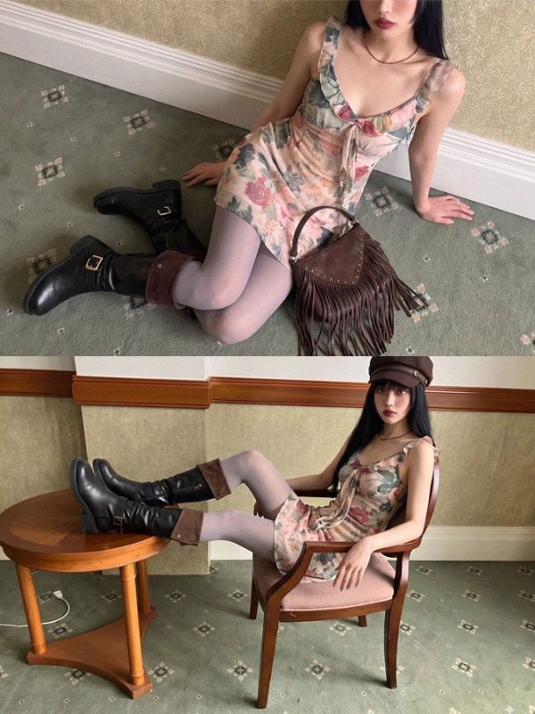 VIVIC（ビビク）の「フェイデッド ローズ リボン ミニ ドレス（ワンピース/ドレス）」