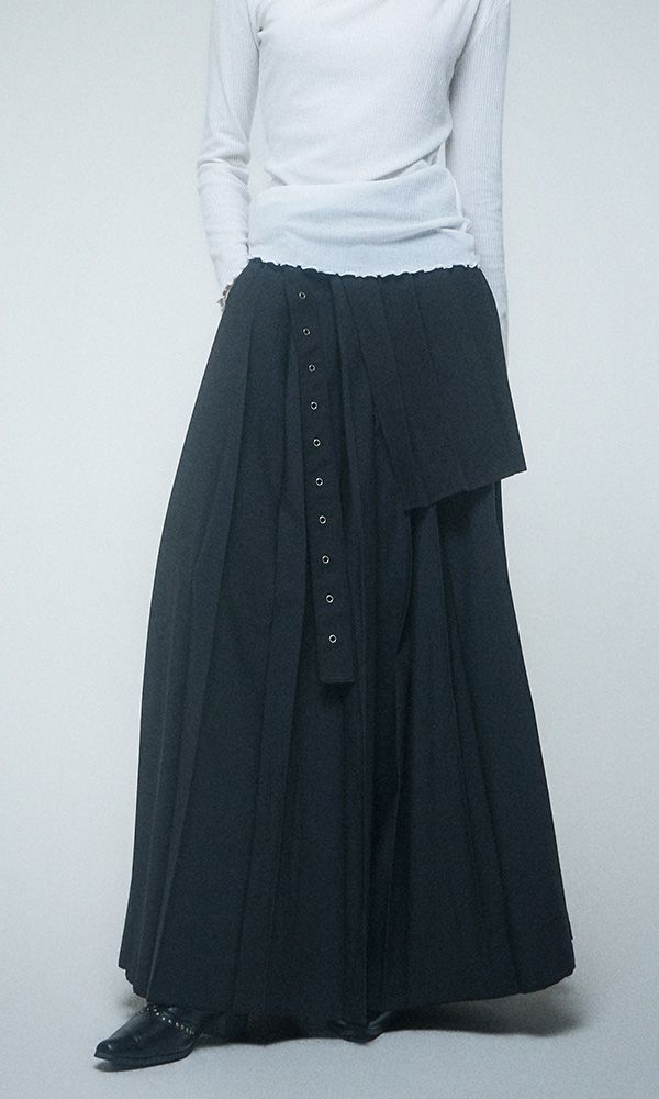 Pleated Wrap layered skirt