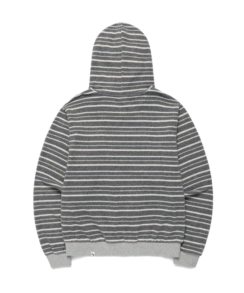 SOFT STRIPED SHIRRING ZIP UP HOODIE GREY (CV2GFFM483A)