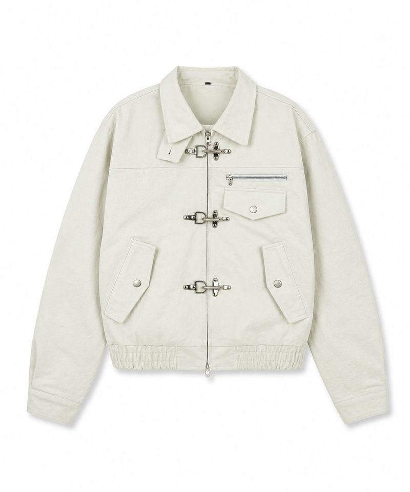 Fireman Buckle Crop Jacket - Ivory